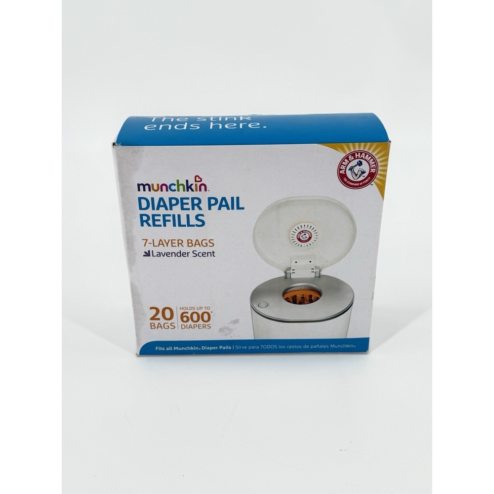 Munchkin Arm & Hammer Diaper Pail Refills 7 Layer Bags Lavender 20 Pack